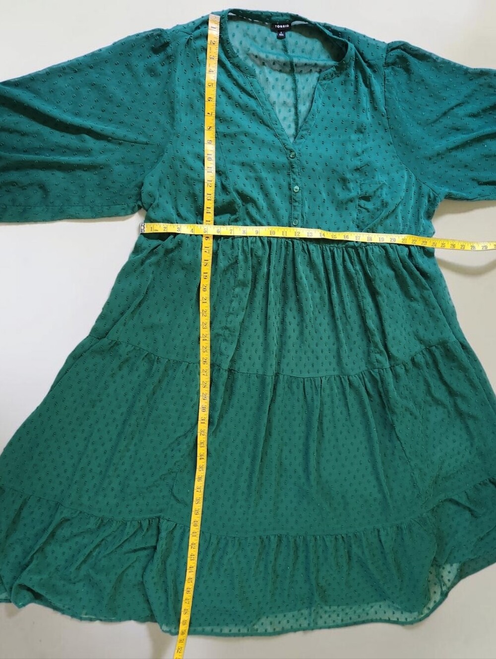 TORRID Green Clip Dot Tiered Midi Dress - Size 4X - Picture 10 of 14